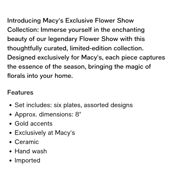 Macy's Flower Show Plate Set | Limited Edition - Picture 3 of 5